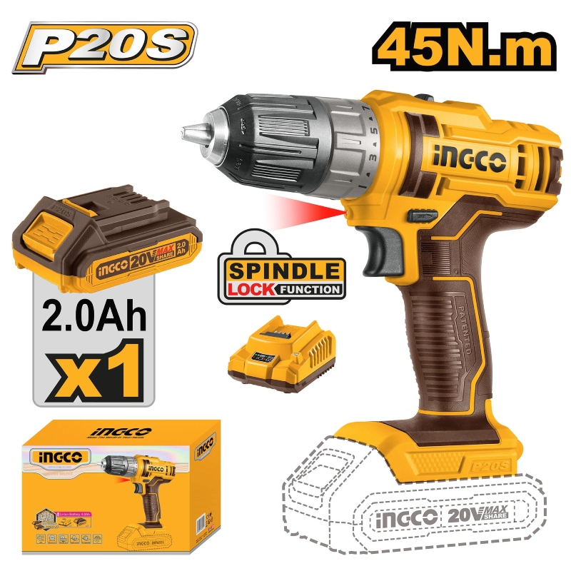 دریل شارژی 20 ولت تک باطریCDLI200518 اینکو